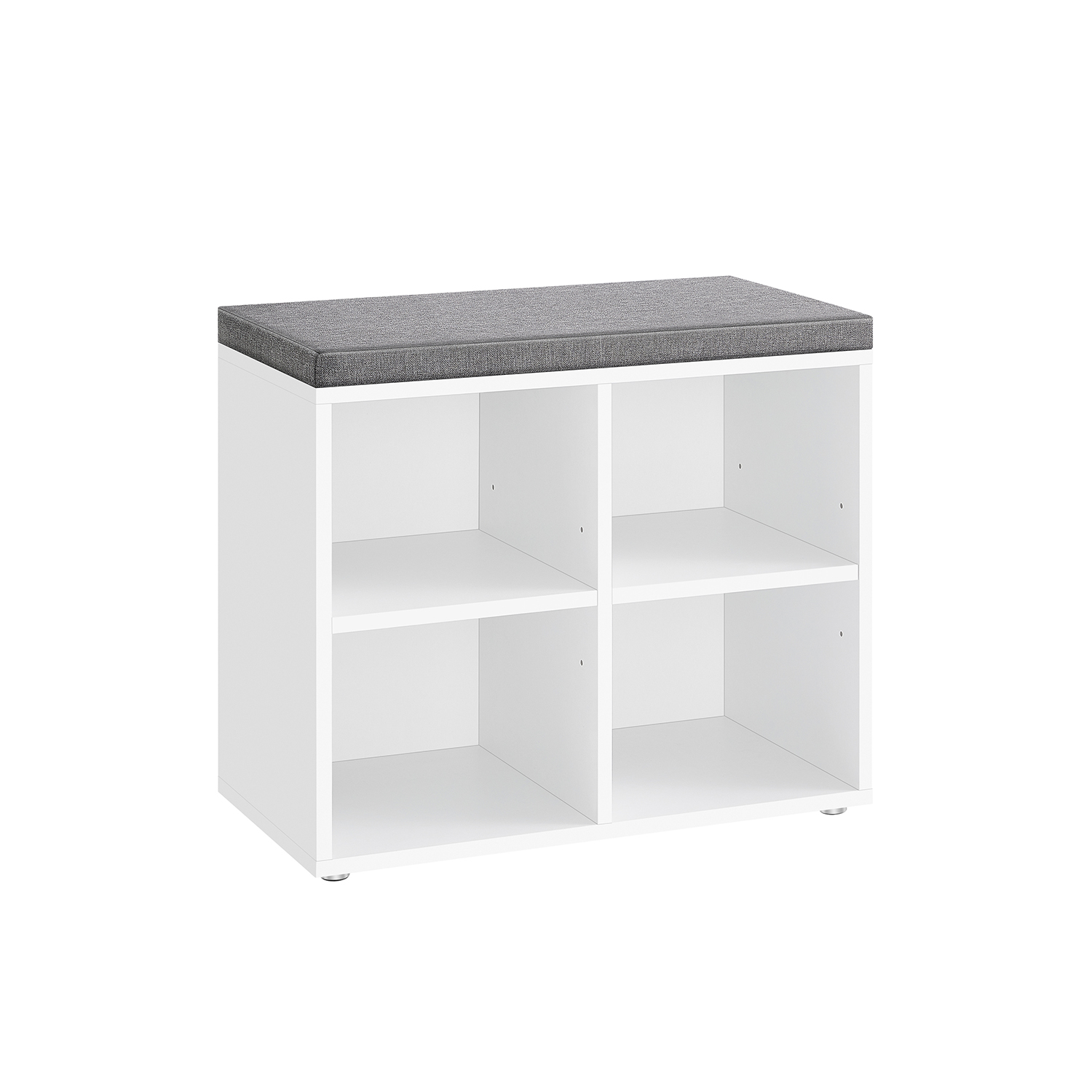 TARRO Shoe Bench - 4 Compartment Cushion Seat Small Sized Bench - Cloud White - Indigo Home