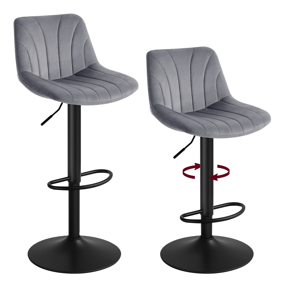 FADEGI Set of 2 Adjustable Bar Stools with Backrests - Slate Grey - Indigo Home