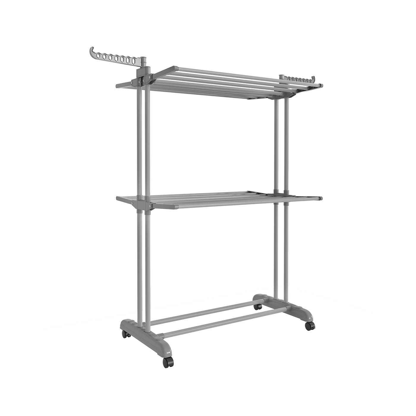 Clothes Airer - LUSTA Large 3 Tier Moveable Clothes Horse with Wheels - Dove Grey - Indigo Home