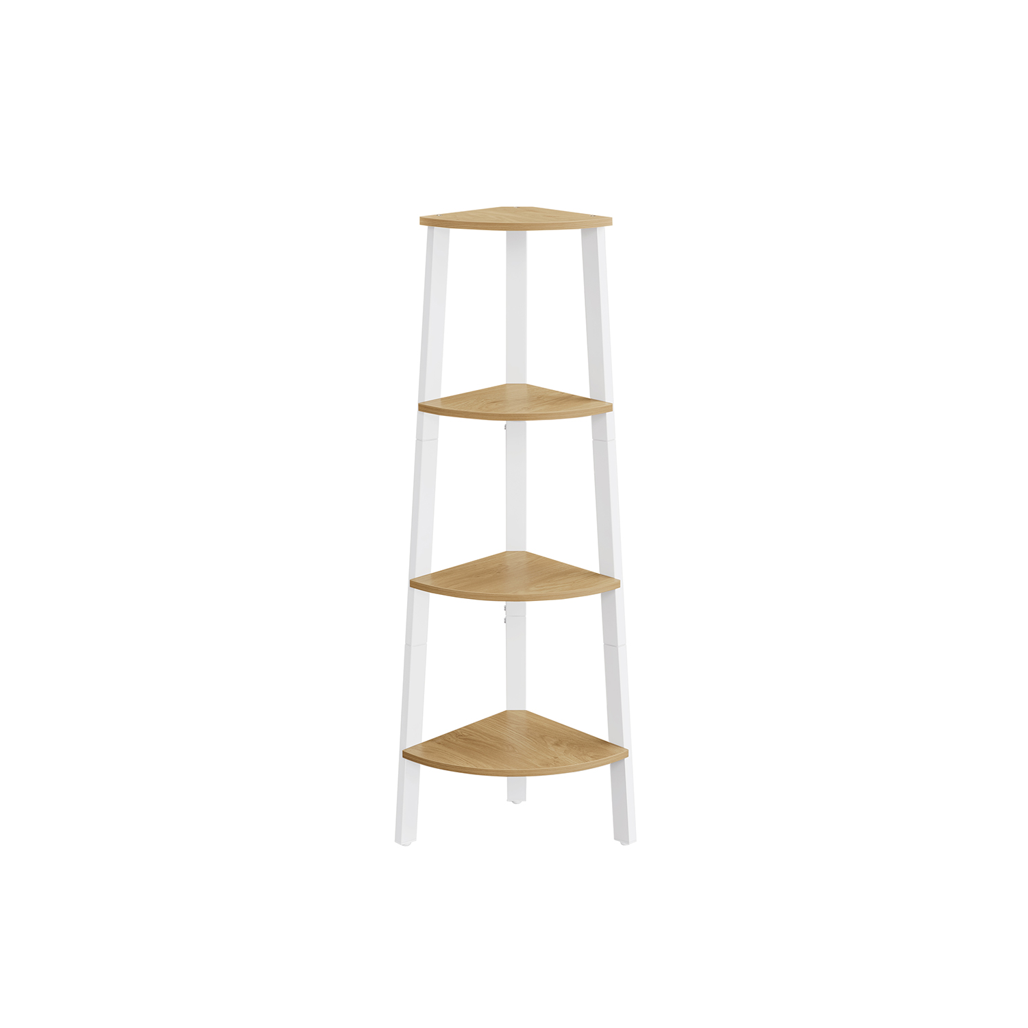 Corner Shelf - NOVVAS 4 Tier Shelf Unit Natural Oak and Matte White - Natural Oak and Matte White - Indigo Home