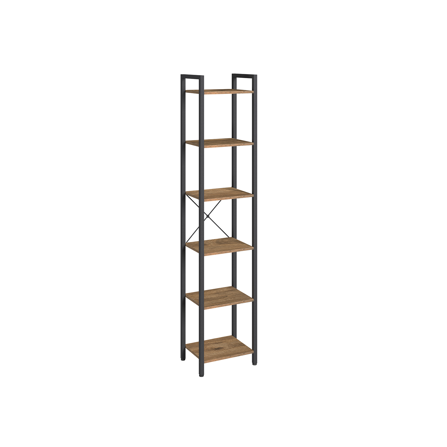 6-Tier Bookshelf Rustic Brown and Black 30 x 40 x 187.5 cm - Indigo Home