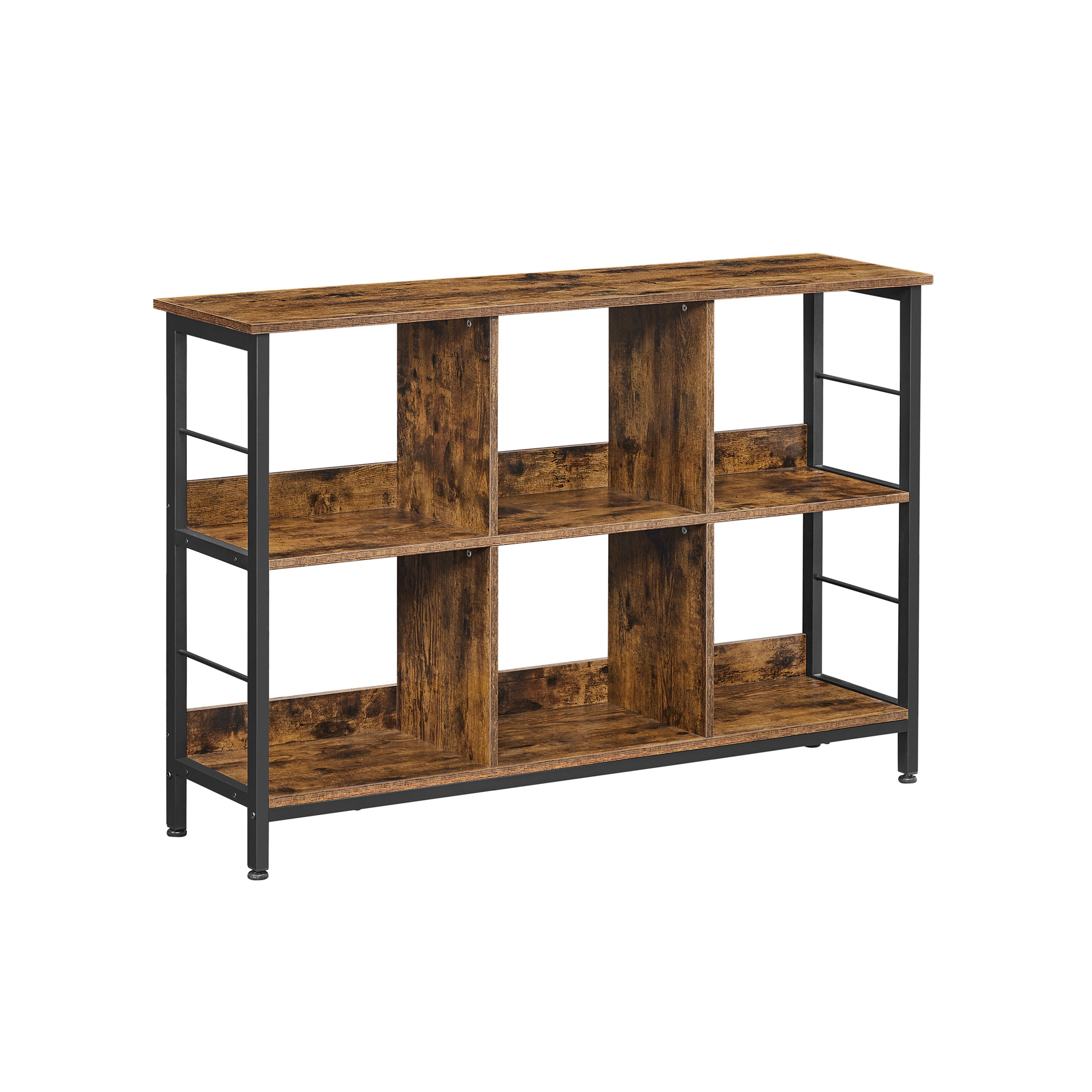 Bookcase - ASTON Rustic Brown 6 Compartment Bookcase - Rustic Brown - Indigo Home