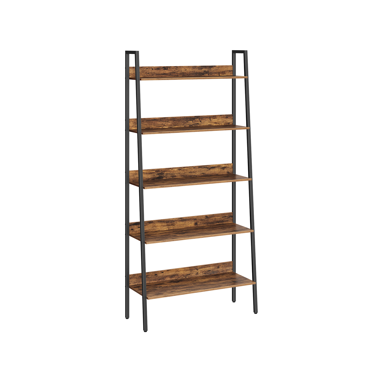 Ladder Shelf - ASTON 5 Tier Rustic Brown and Black - Indigo Home