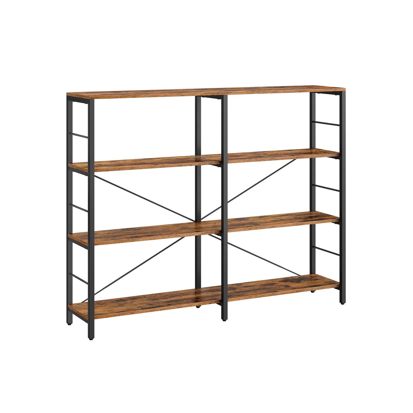 Bookshelf - ASTON 6 Tier Rustic Brown Black Bookshelf - Indigo Home