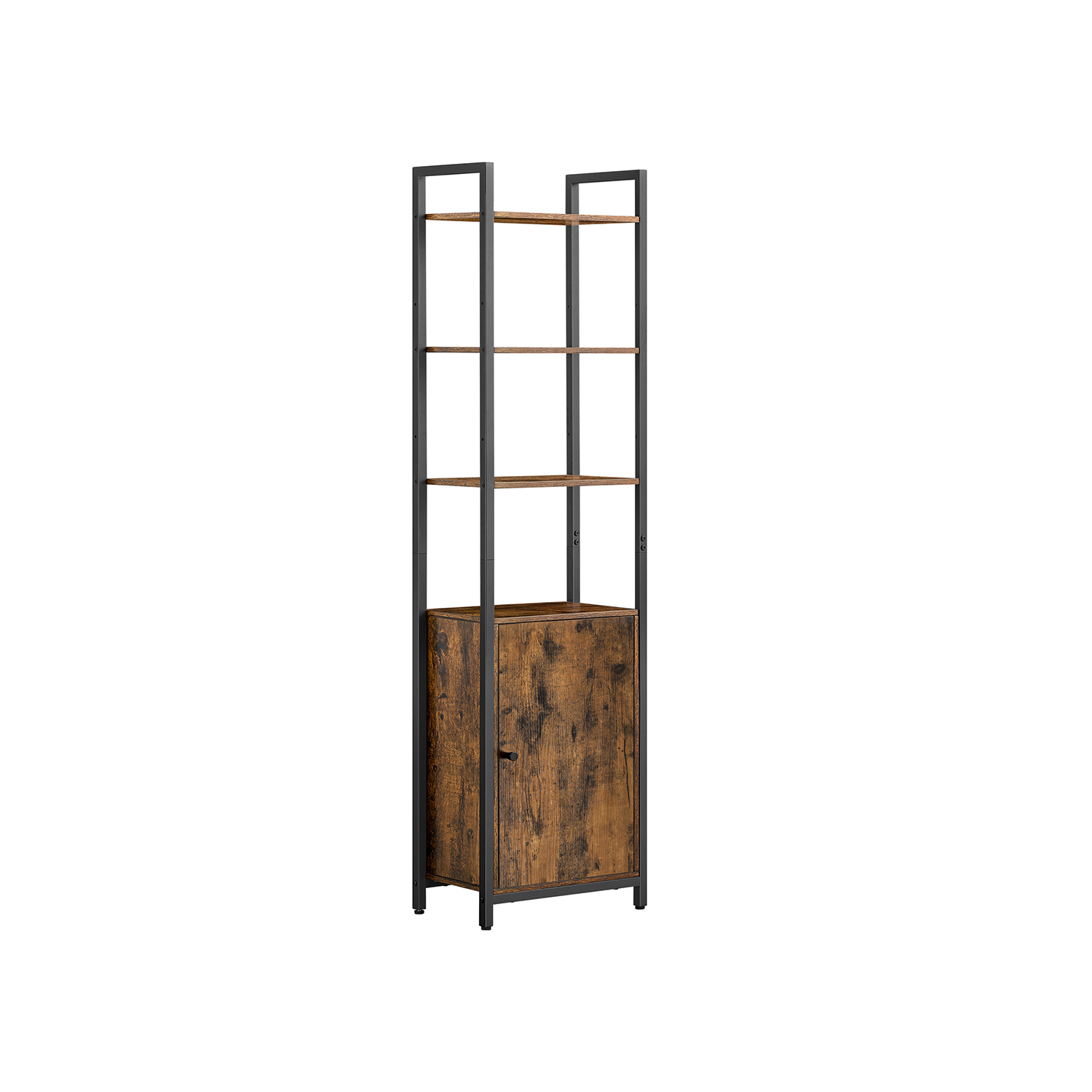 Bookcase - ASTON 6 Tier Shelf with Door Rustic Brown and Black - Rustic Brown - Indigo Home