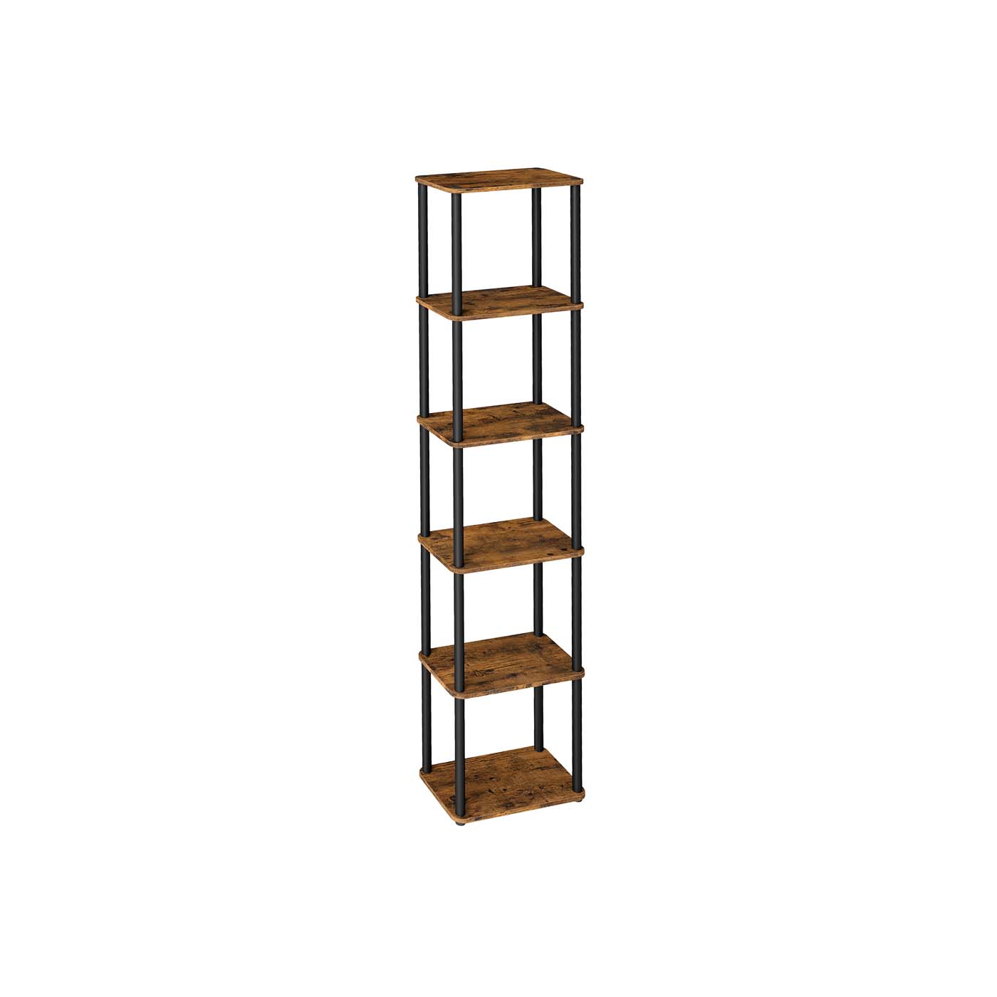 THISTLEMERE 6 Tier Bookcase - Brown and Black, 38cm - Indigo Home