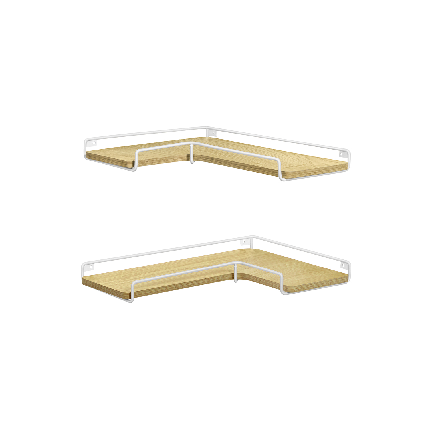 Set of 2 L-Shaped Floating Shelves Natural Oak and Cloud White - Indigo Home