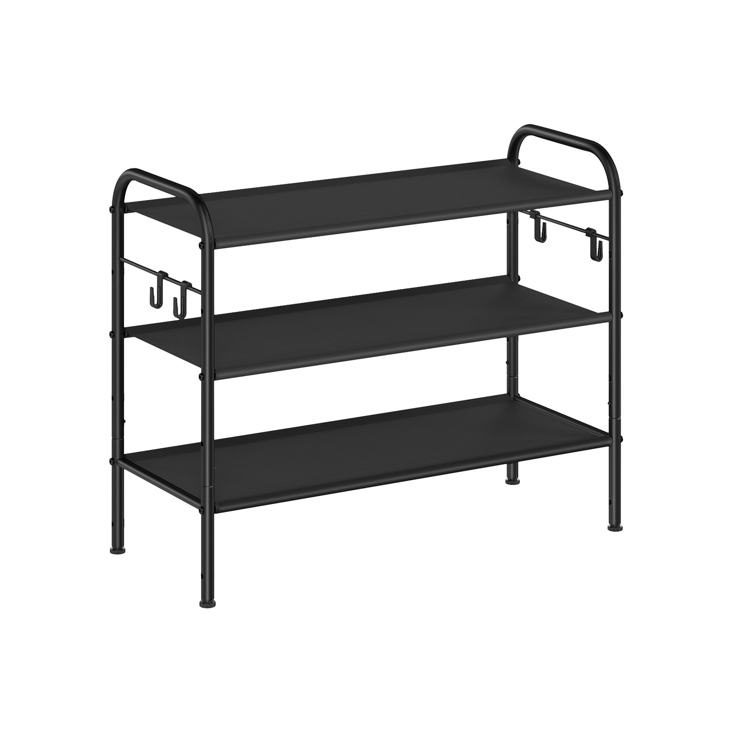 VIVNZA Shoe Rack - 3 Tier Fabric Medium Sized Rack - Black - Indigo Home