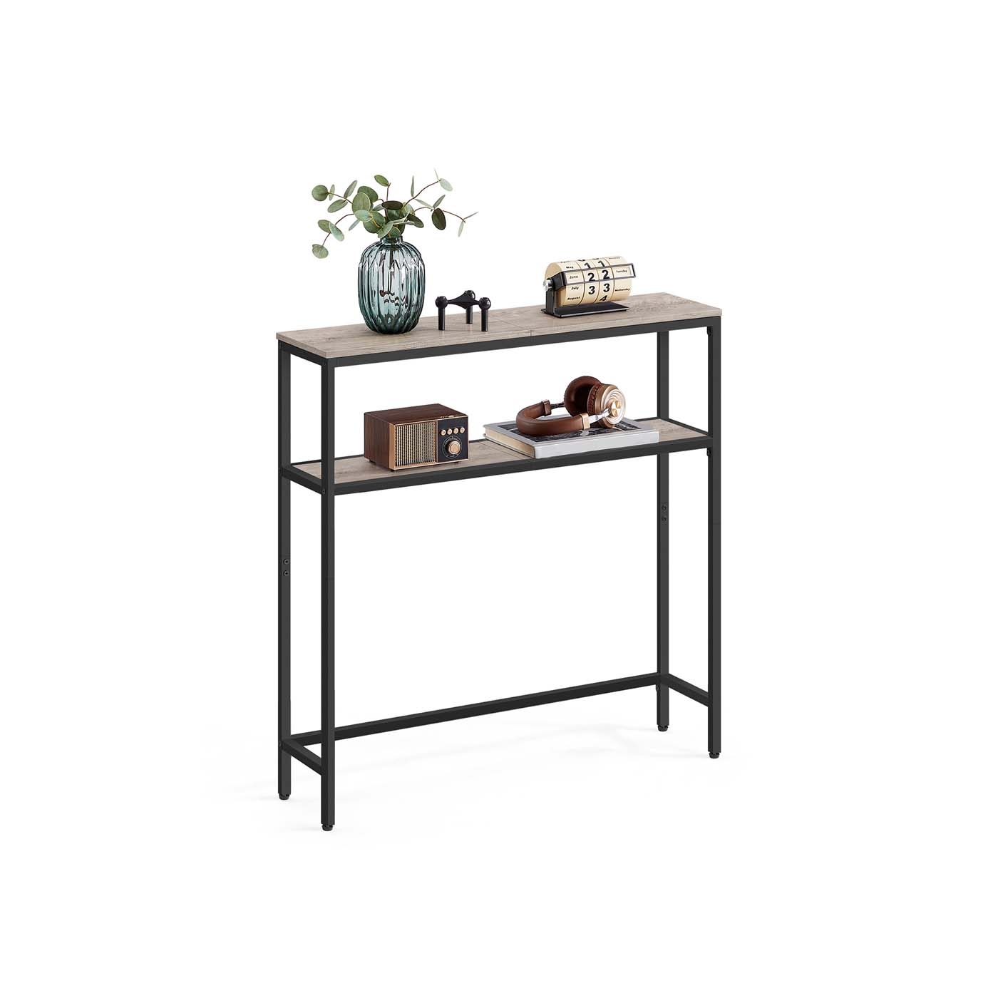 Sofa Table - ASTRO 2 Tier Slim Hallway Table - Frosted Grey - Indigo Home