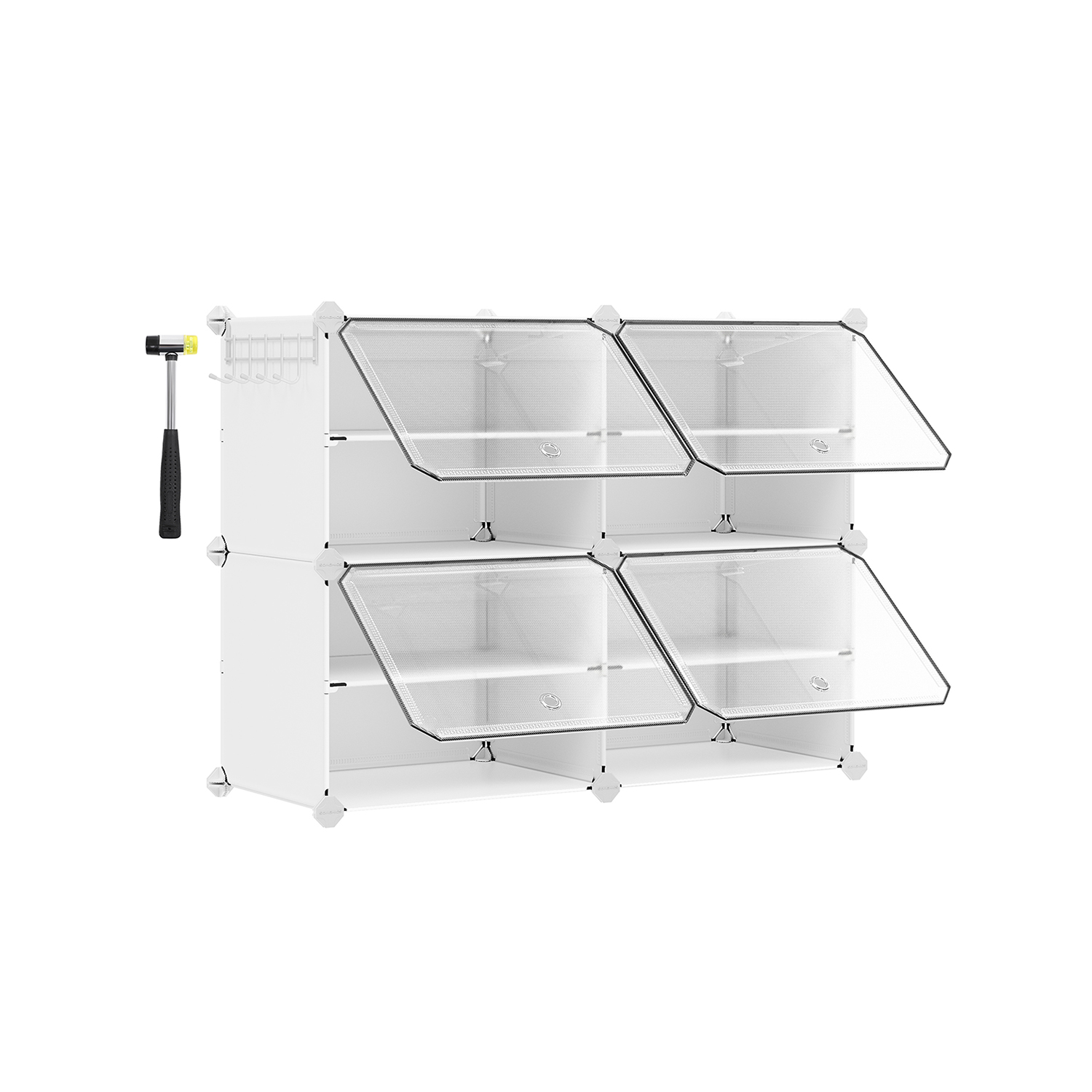MARTTO Shoe Rack - 8 Box Shelf Interlocking Plastic Medium Sized Rack - Cloud White - Indigo Home