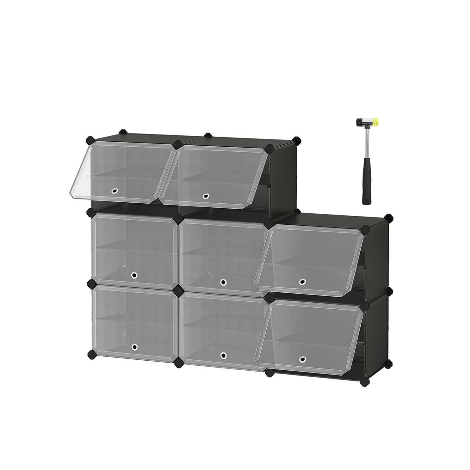 8-Slot Modular Storage Organiser Unit Black - Indigo Home