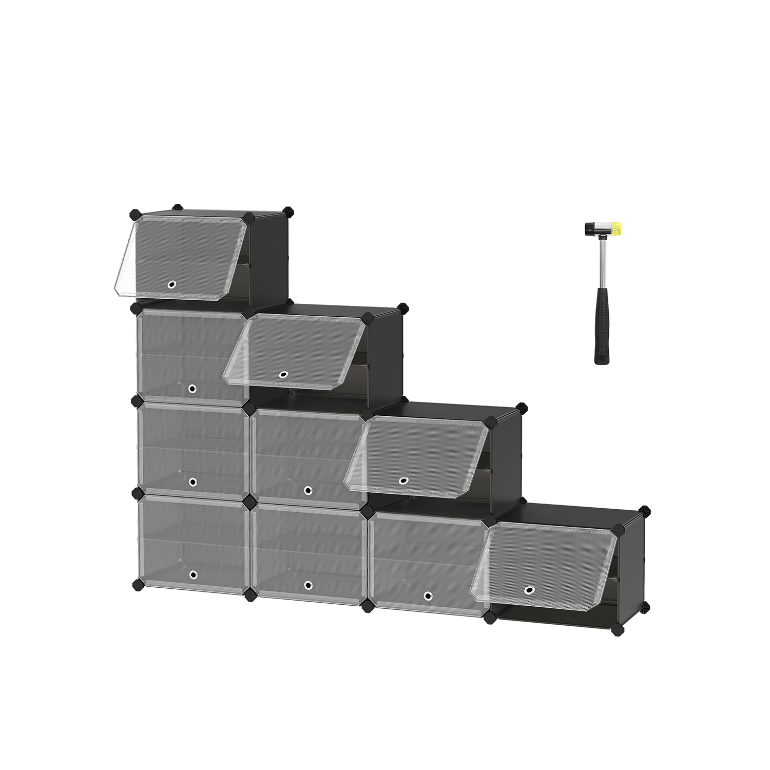 10-Slot Modular Storage Organiser Unit Black - Indigo Home