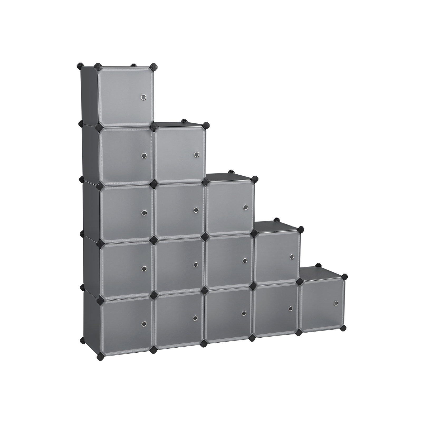 Grey Plastic Cube Storage Organiser with Doors - Indigo Home