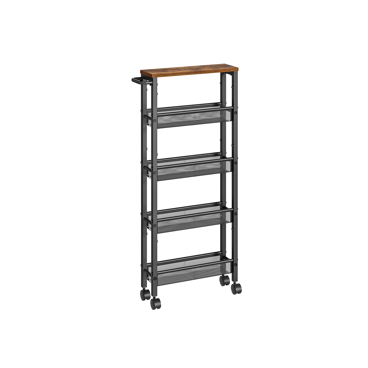5-Shelf Trolley Rustic Brown and Black - Indigo Home