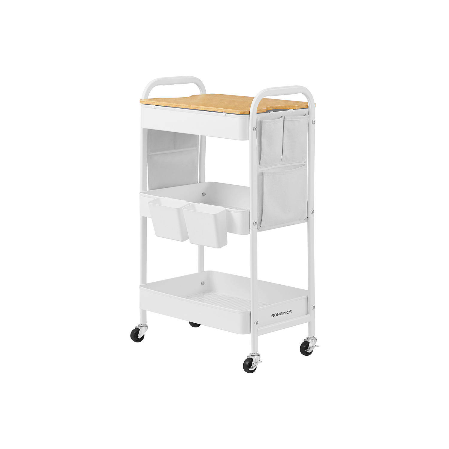 Storage Trolley - ORARAH 3 Tier with Table Top - White - Indigo Home