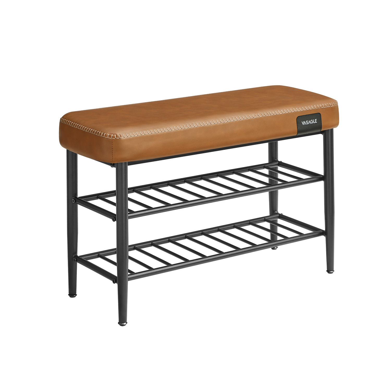 EKHO Collection - Shoe Bench Synthetic Leather Caramel Brown - Indigo Home