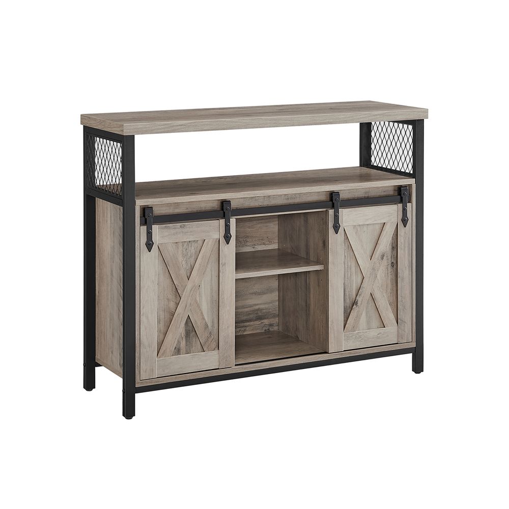 Kitchen Cabinet - VIVZA 2 Sliding Barn Door Storage - Grey - Indigo Home