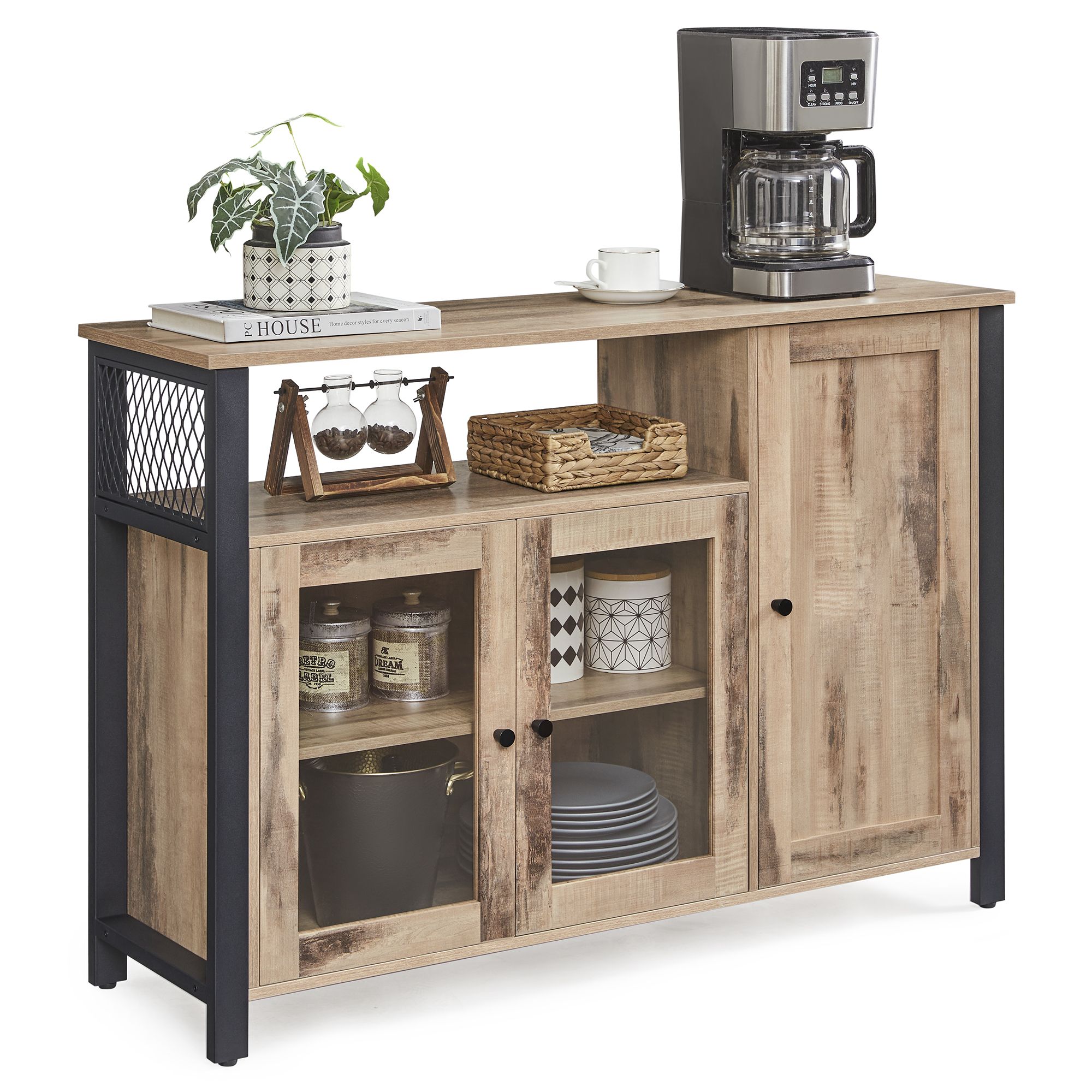 Sideboard - VIVZA 3 Door Dining Room Cabinet - Grey - Indigo Home