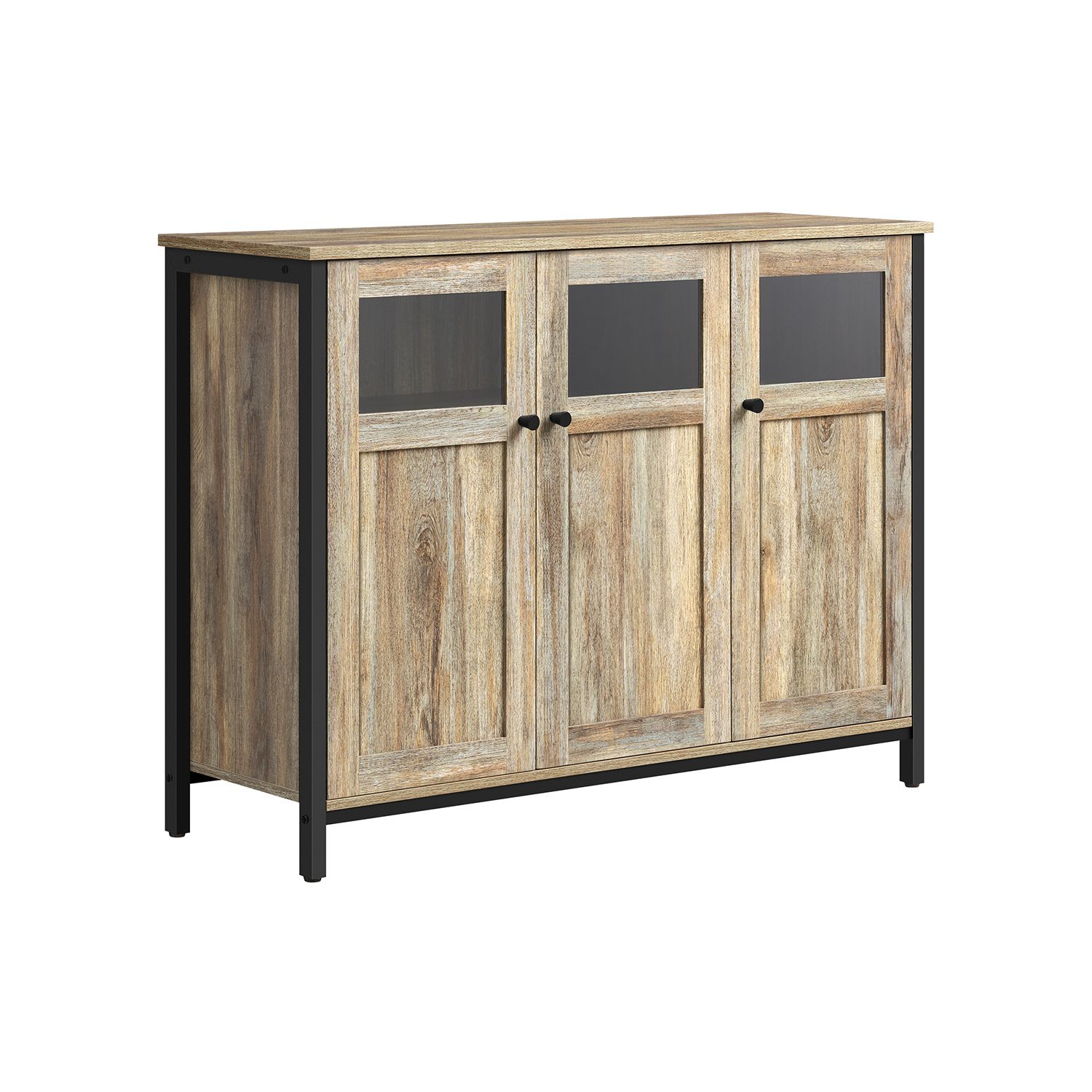 Sideboard - VIVZA Glass Door Sideboard with Storage - Turquoise Brown - Indigo Home