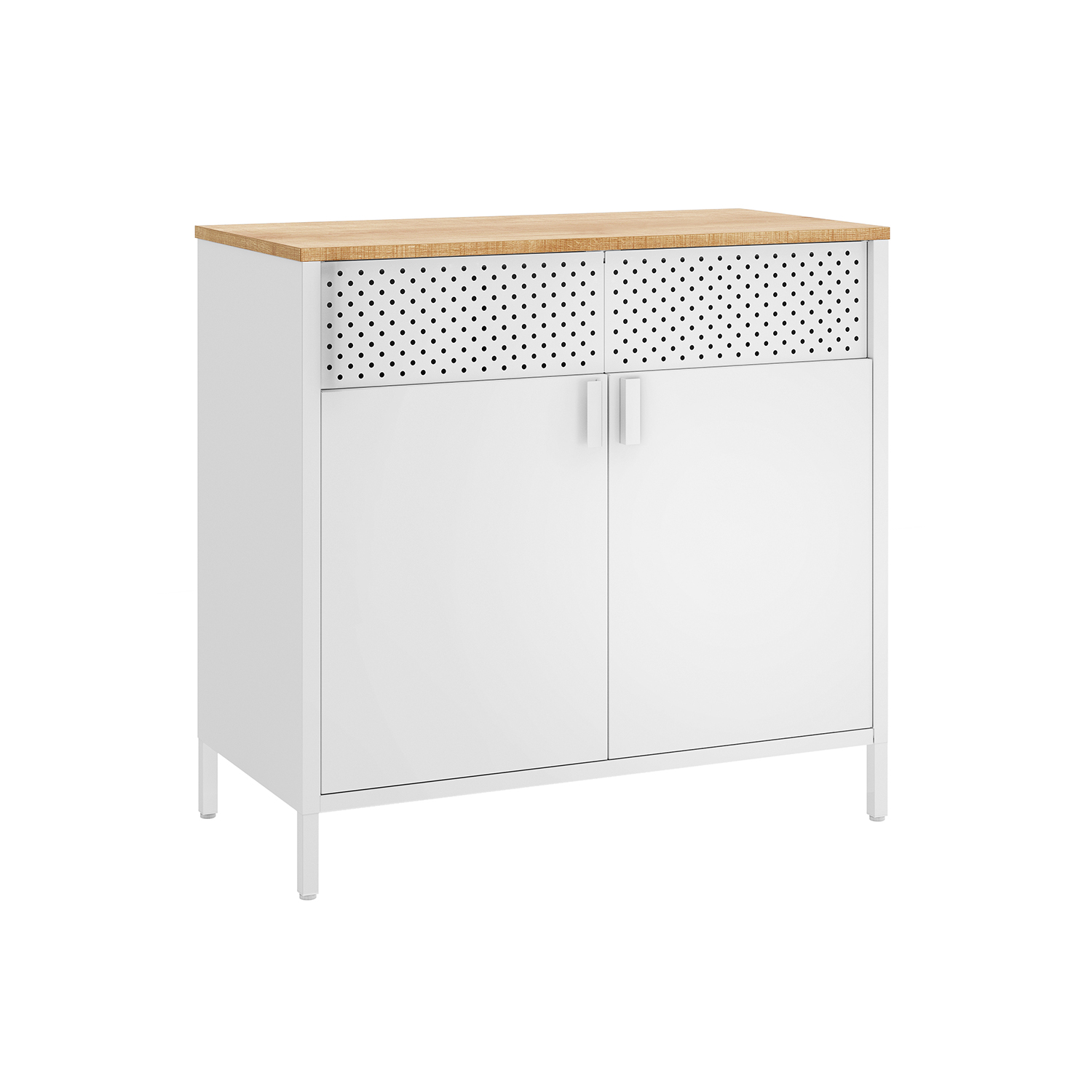 Storage Cabinet - MODRO Double Door Storage Cabinet with Shelves - White - Indigo Home