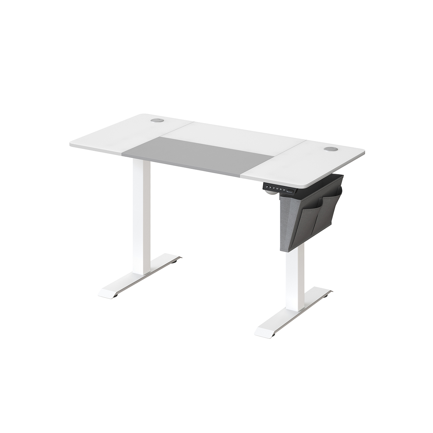 Computer Table - MODNZA Height Adjustable with 4 Memory Heights Side Pocket - White - Indigo Home