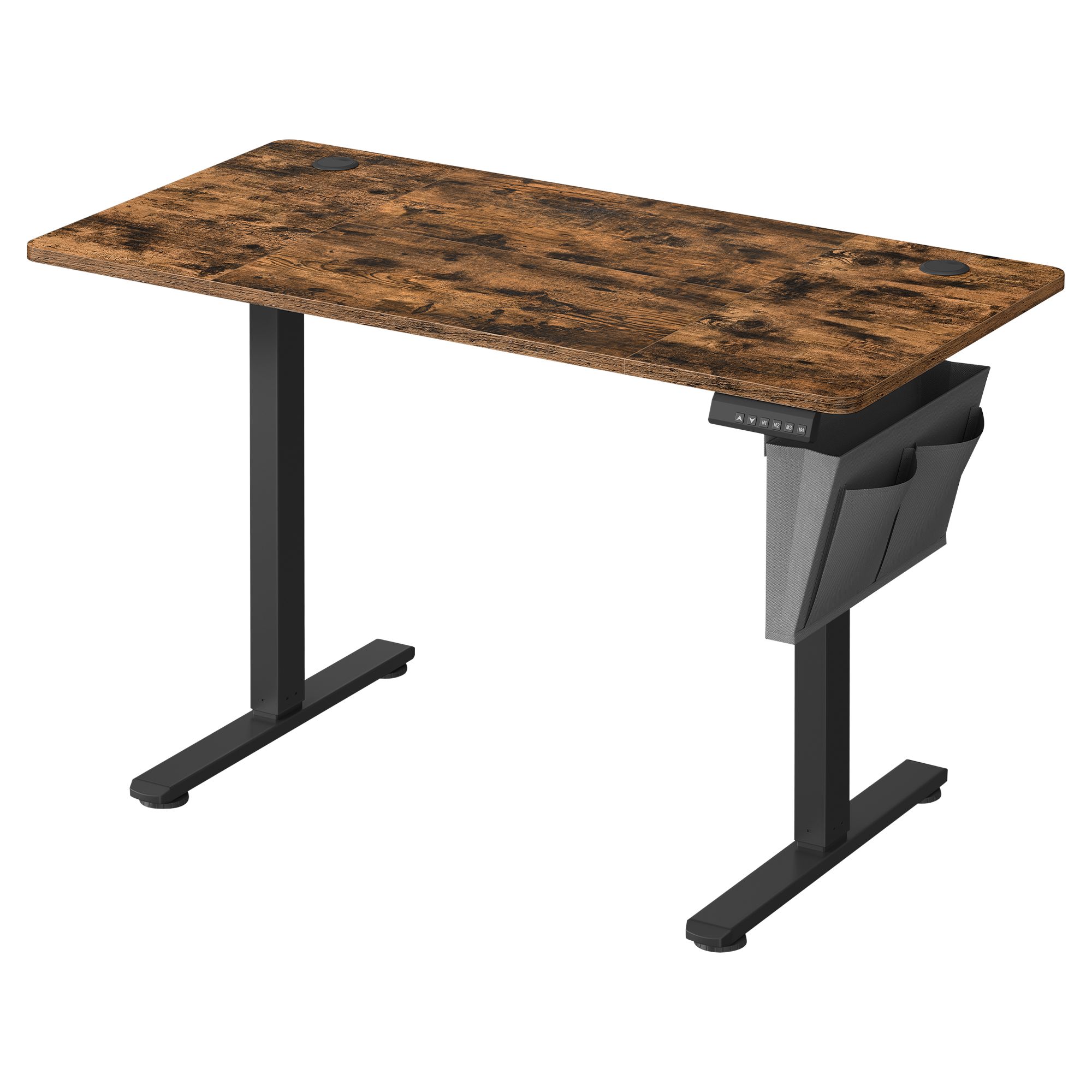 Computer Table - ASTNOS Height Adjustable Rustic Brown Desk 120cm - Rustic Brown - Indigo Home
