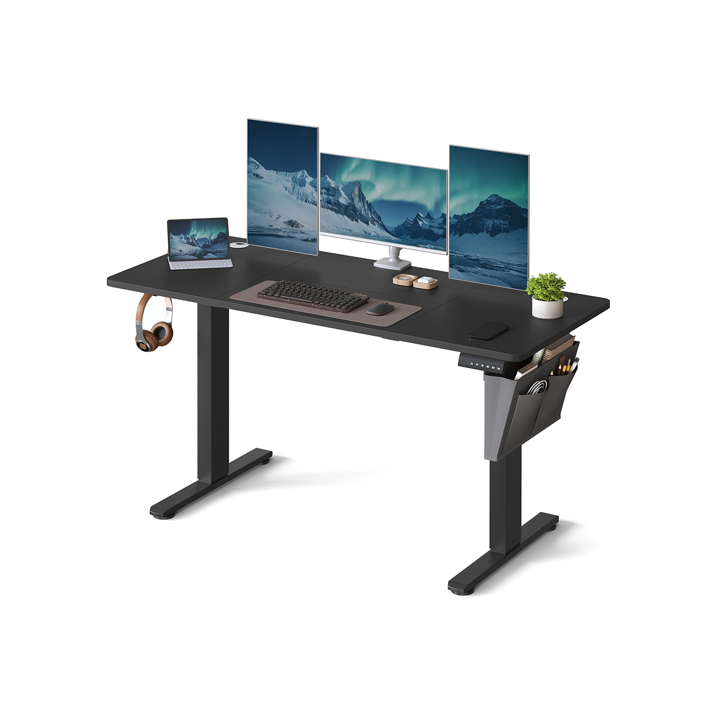 Computer Table - ASTNOS Height Adjustable Standing Desk 60 x 140 cm - Black - Indigo Home