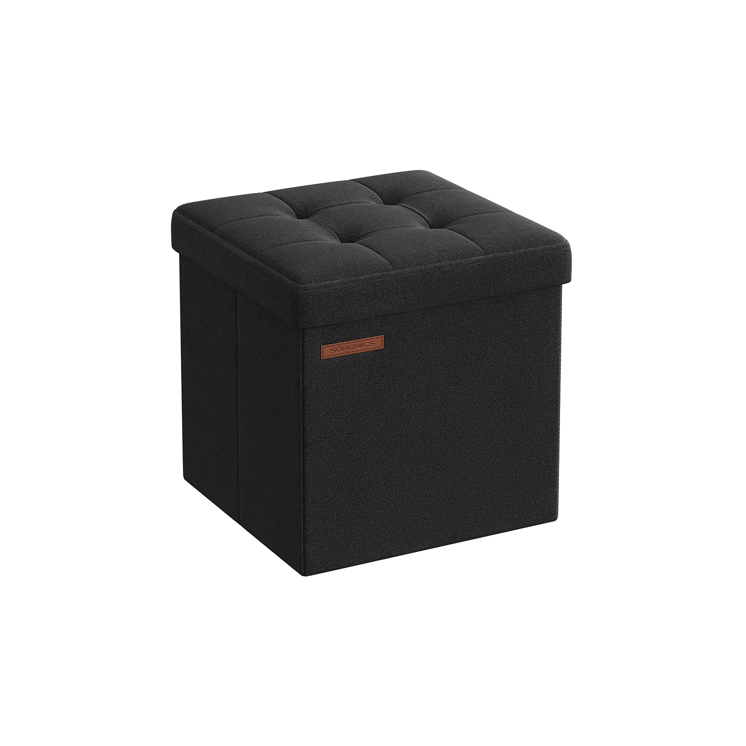 Ottoman Seats - LUSVAS Foldable Storage Ottoman 30cm - Black - Indigo Home
