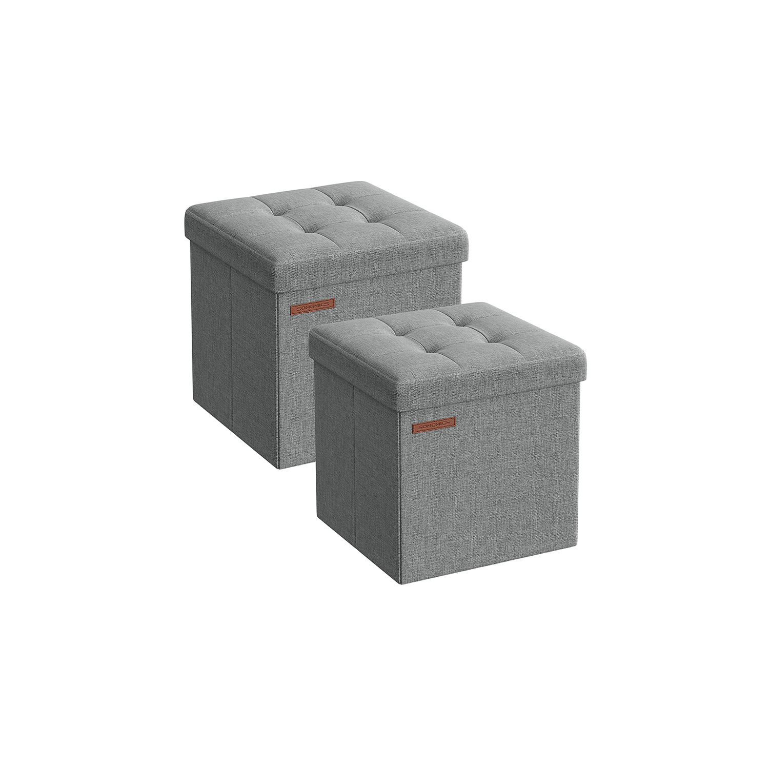 Ottoman Seats - LUSVAS Foldable Storage Ottoman Seats - Light Grey - Indigo Home