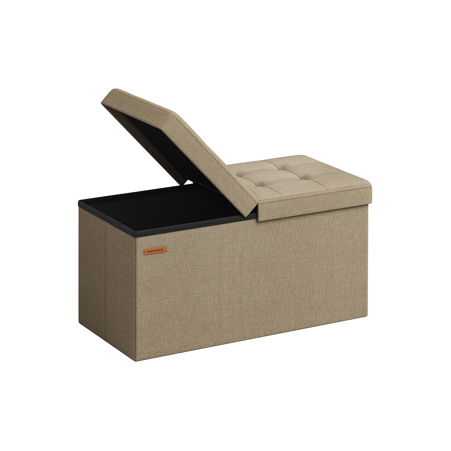 Ottoman Seats - LUSVAS Foldable Storage Ottoman with Flipping Lid - Camel Brown - Indigo Home