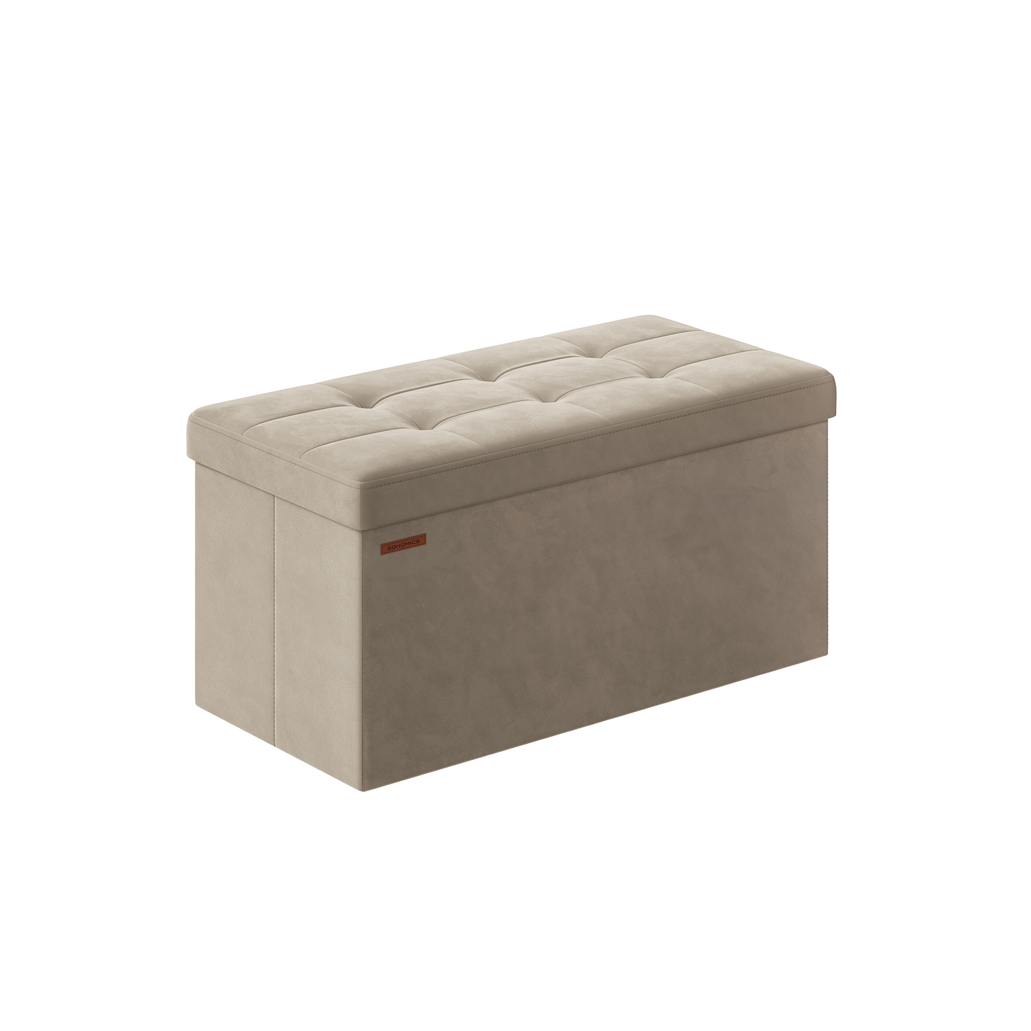 Ottoman Seats - LUSVAS Foldable Storage Ottoman with Lid 76cm - Camel Brown - Indigo Home