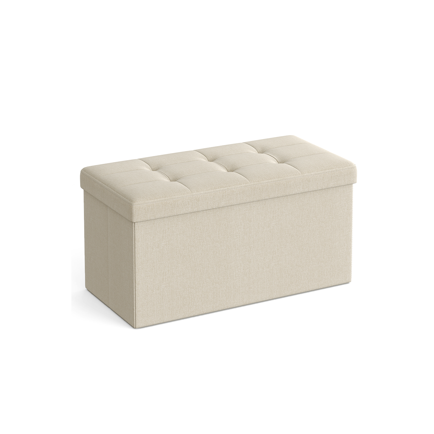 Ottoman Seats - LUSVAS Foldable Storage Ottoman with Lid - White - Indigo Home