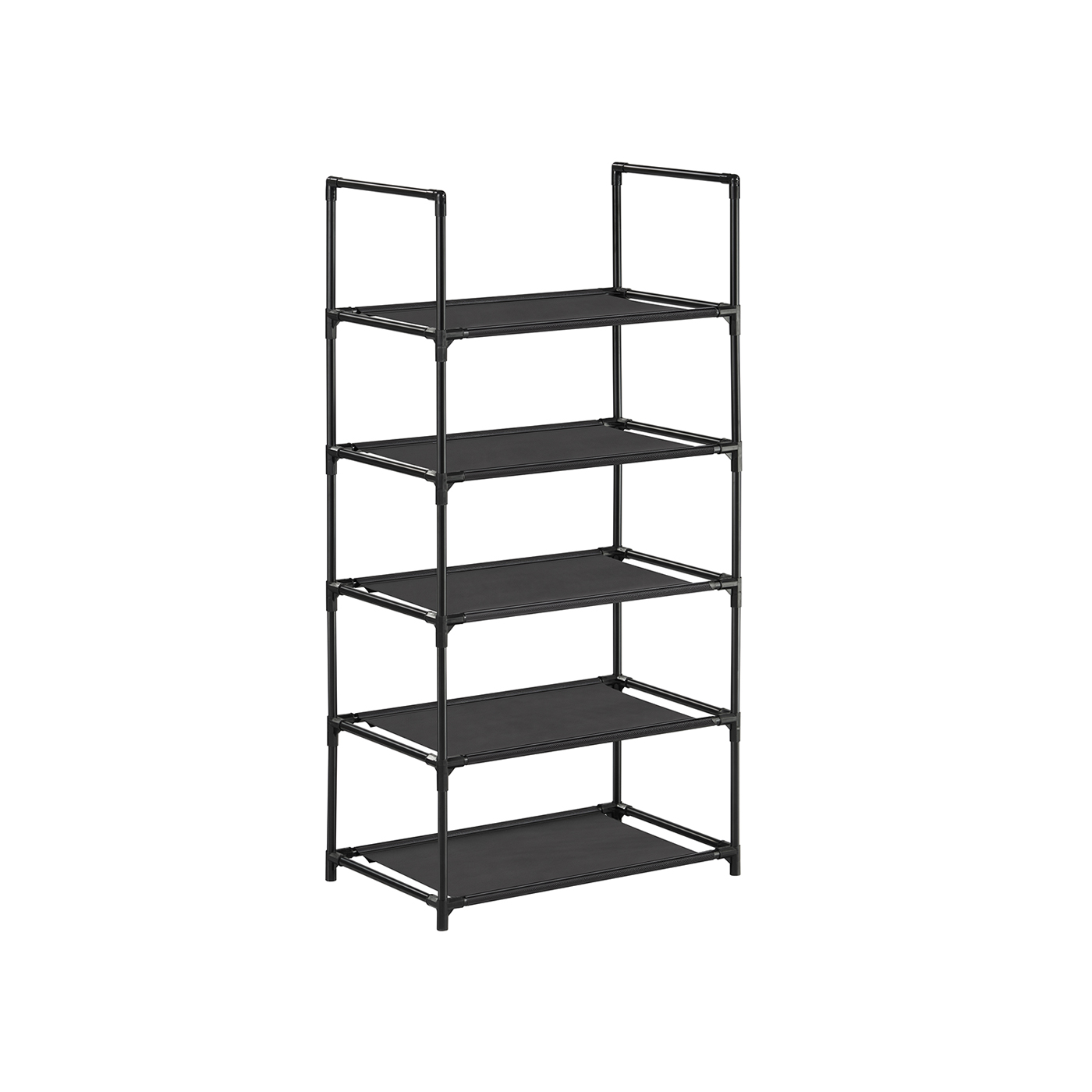 VERLIA Shoe Rack - 5 Tier Fabric Tall Medium Narrow Shoe Rack - Black - Indigo Home