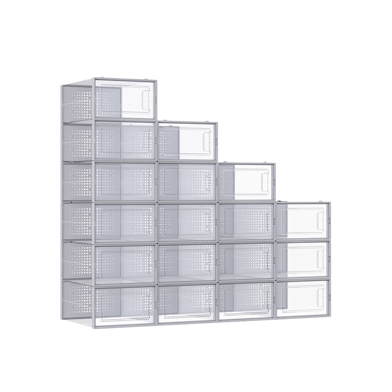 Pack of 18 Stackable Shoe Storage Organisers - Indigo Home