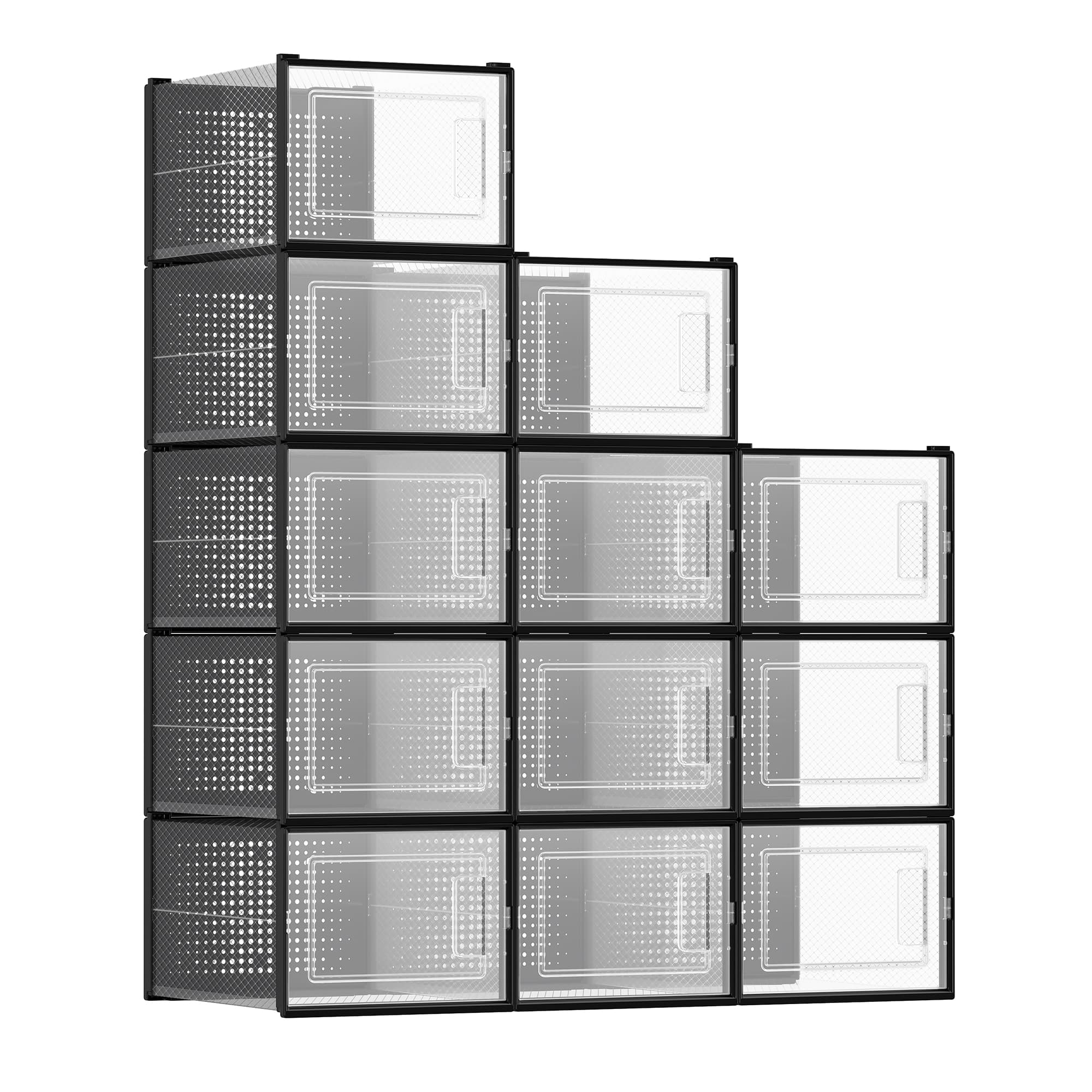 ASTRAH Shoe Storage - 12 Pack Storage Organiser Small Sized Shoe Storage - Transparent - Indigo Home