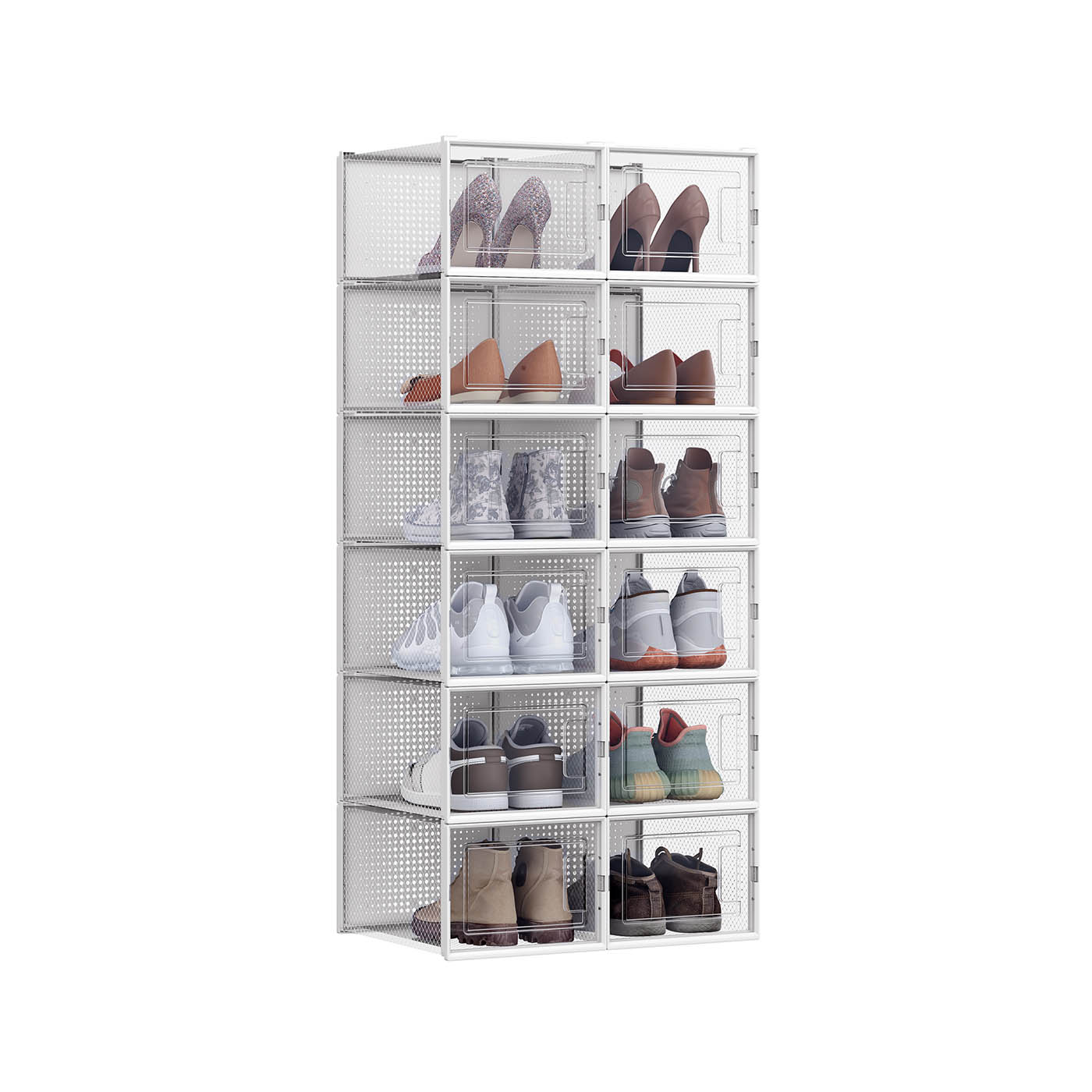 NOVLIA Shoe Box - 12 Pack Storage Small Sized ShoeBox - White - Indigo Home