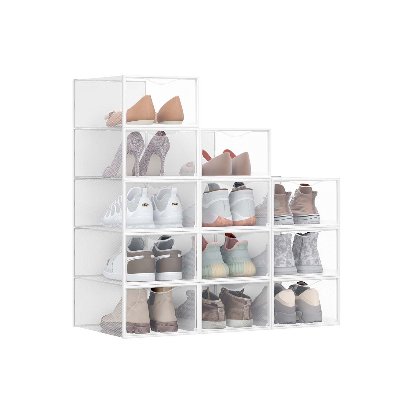 MONVAS Shoe Box - 12 Pack Storage Small Sized ShoeBox - Cloud White
