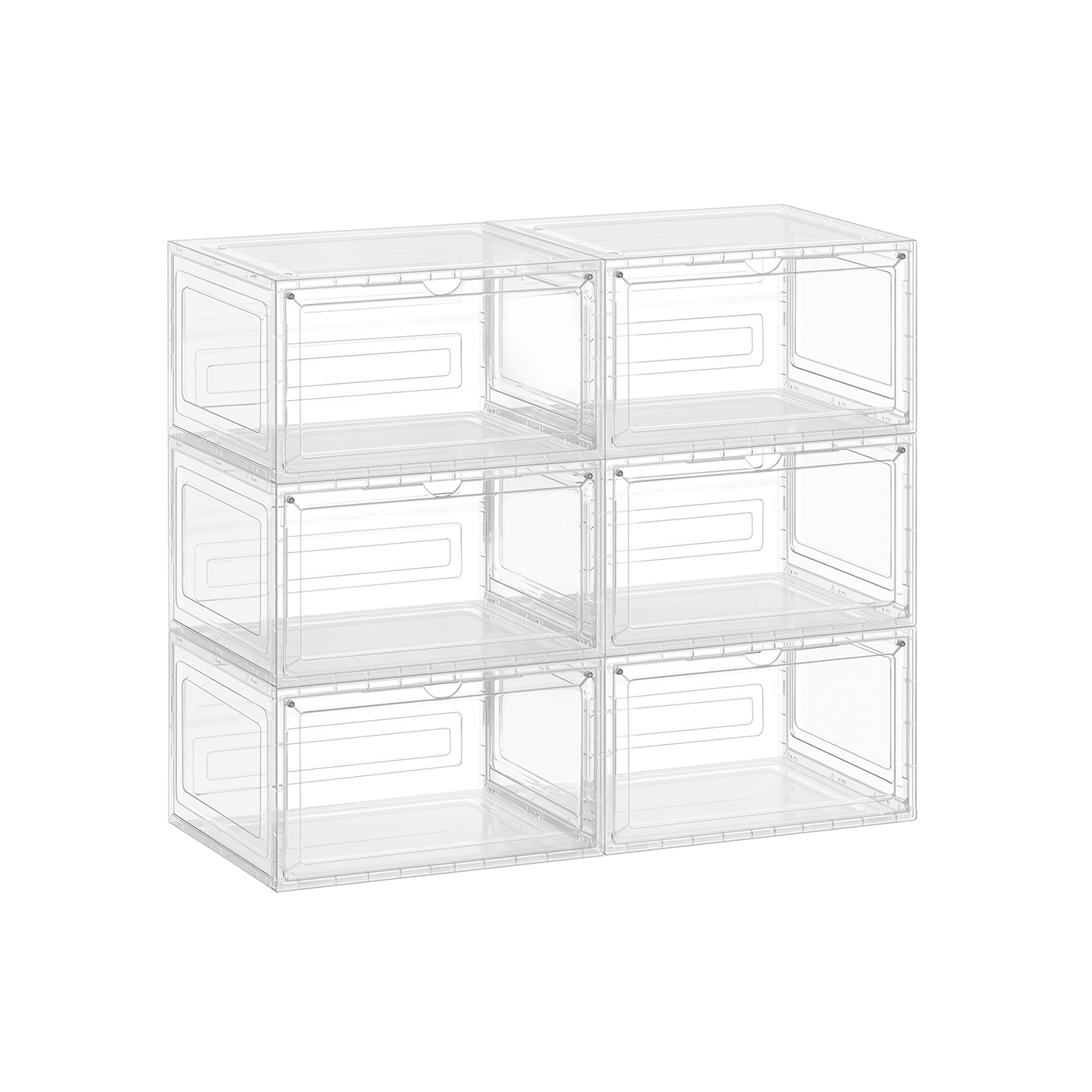 NOVNA Shoe Box - 6 Pack Stackable Small Sized ShoeBox - White - Indigo Home