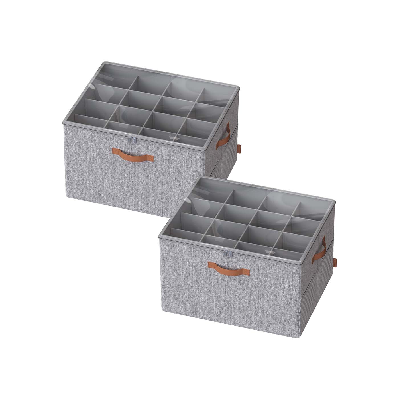 NOVNA Shoe Box - 32 Pair Set Adjustable Dividers Small Sized ShoeBox - Grey - Indigo Home