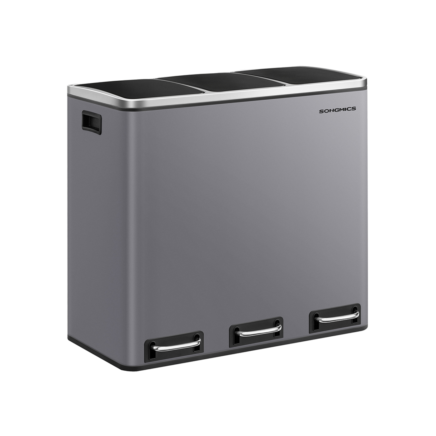 Rubbish Bin - SOLNA 3 x 18L with 15 Liners Included Matte Grey - Indigo Home