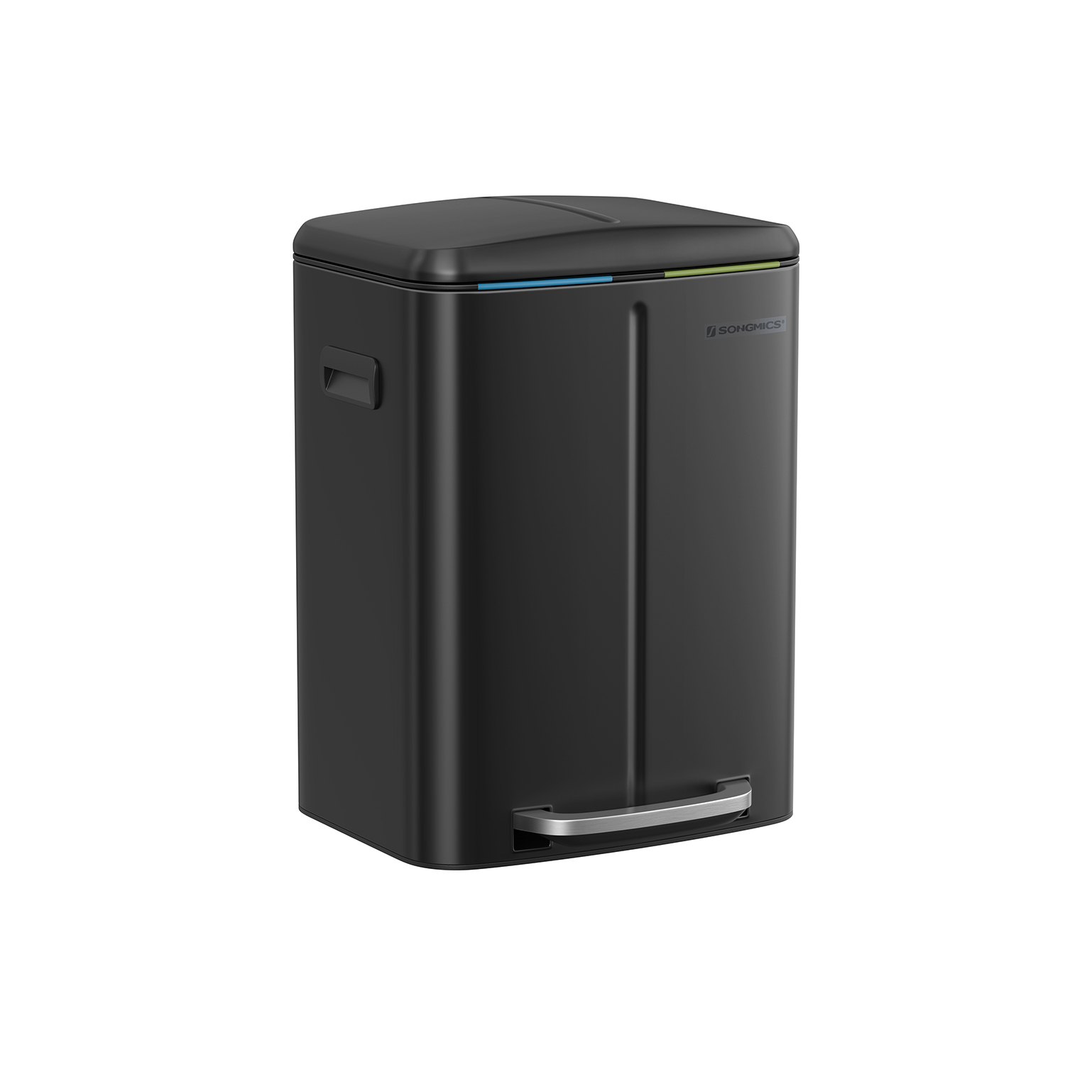 2 x 20L Metal Step Rubbish Bin Black - Indigo Home