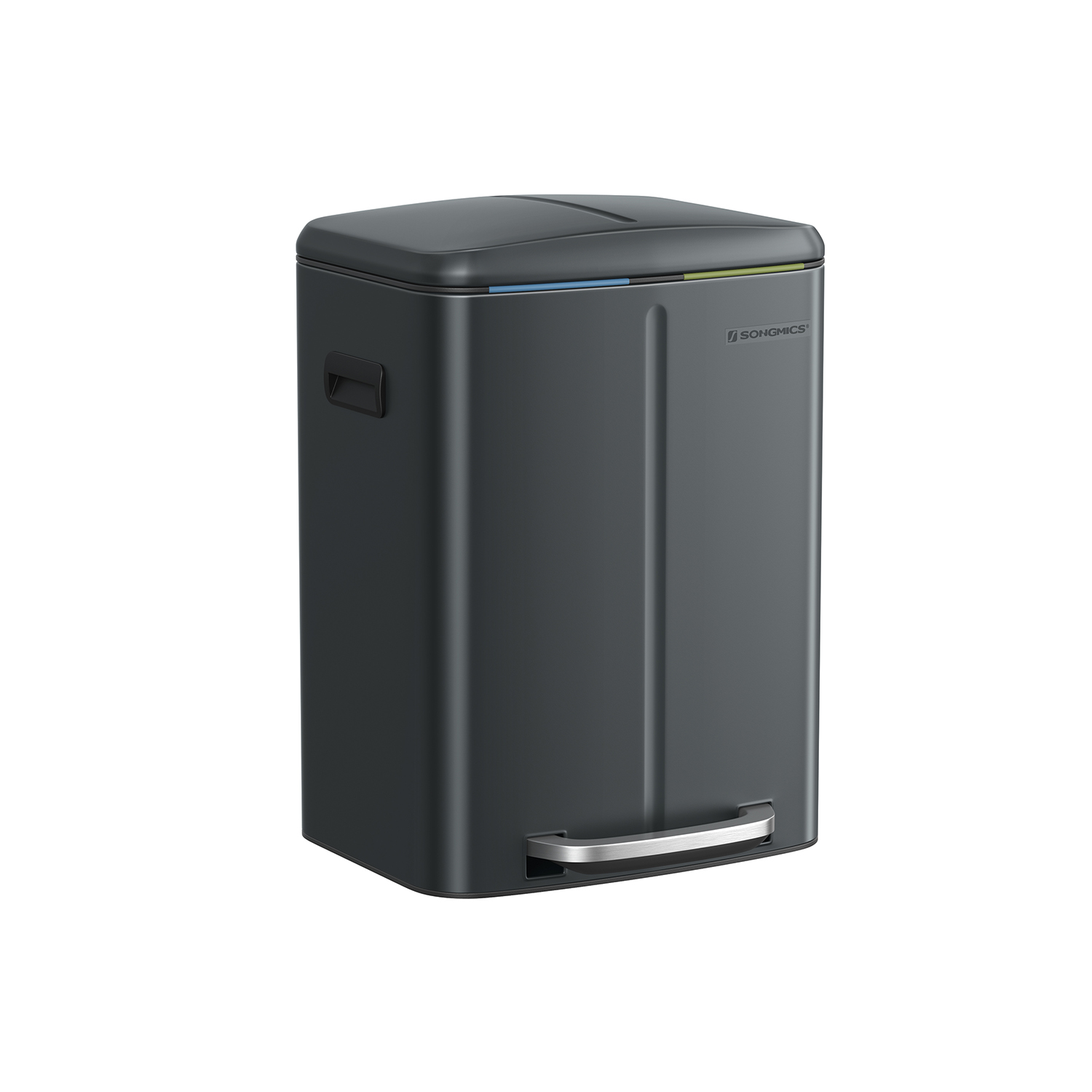 2 x 20L Metal Step Rubbish Bin Greenish-Grey - Indigo Home