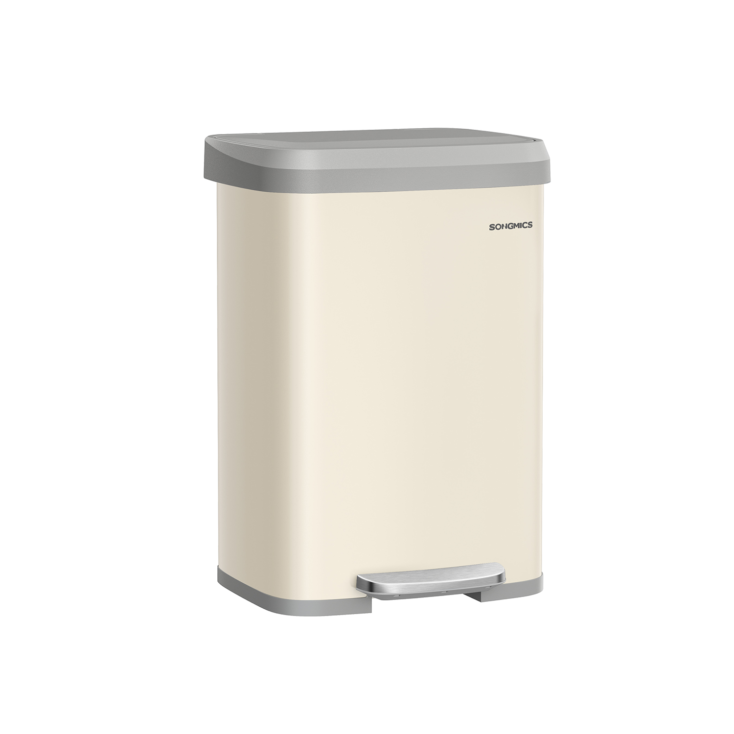 Waste Bin - MODRA Metal Pedal Bin with Lid - Sand Beige and Dove Grey - Indigo Home