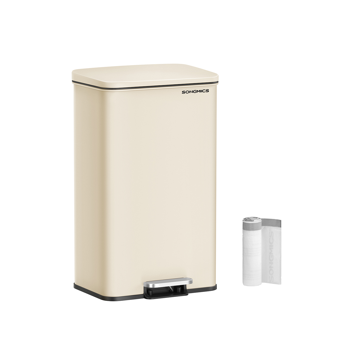 Rubbish Bin - MODRA Large Step Bin with Lid - Sand Beige - Indigo Home