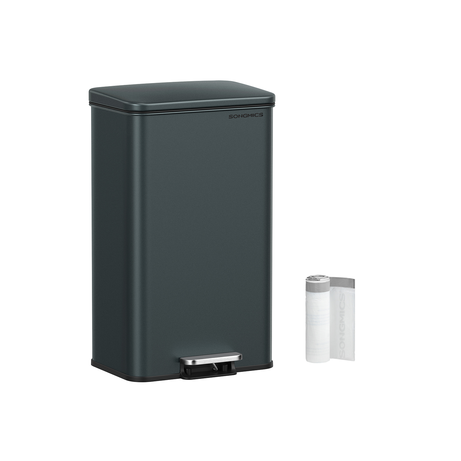 Rubbish Bin - MODRA Large Step Bin with Lid - Charcoal Grey - Indigo Home