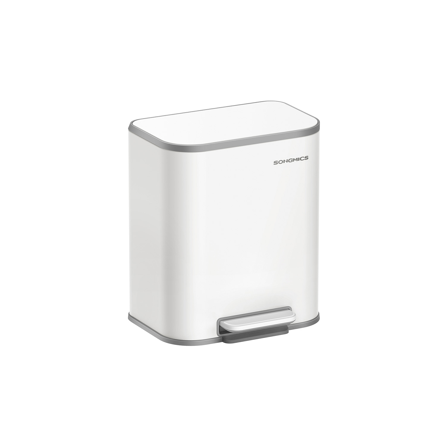 Kitchen Bin - MODRA 20L Wide Pedal Bin with Non-Slip Base - White - Indigo Home