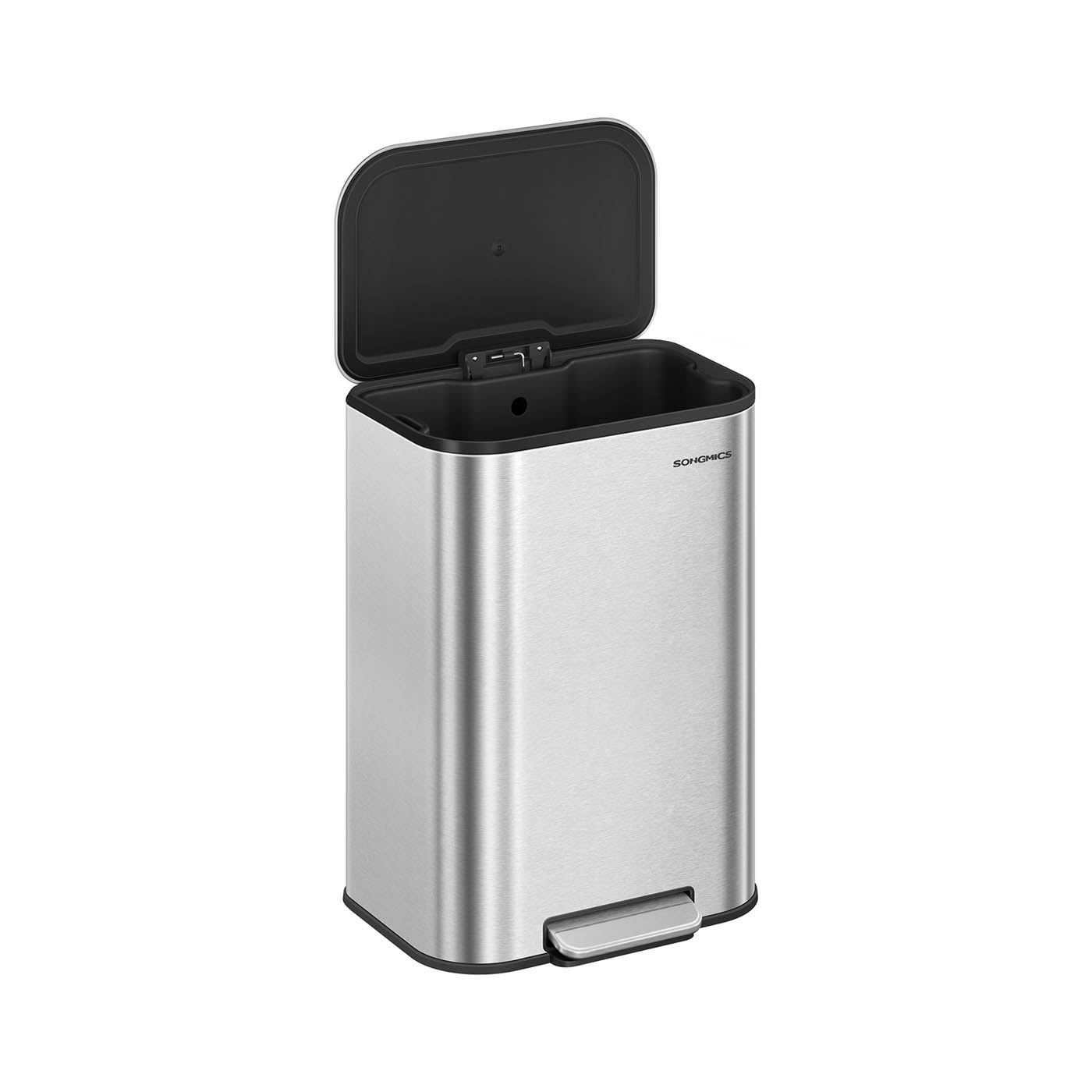 Kitchen Bin - MODRA 50L Soft-Close Pedal Bin - Metallic Silver - Indigo Home