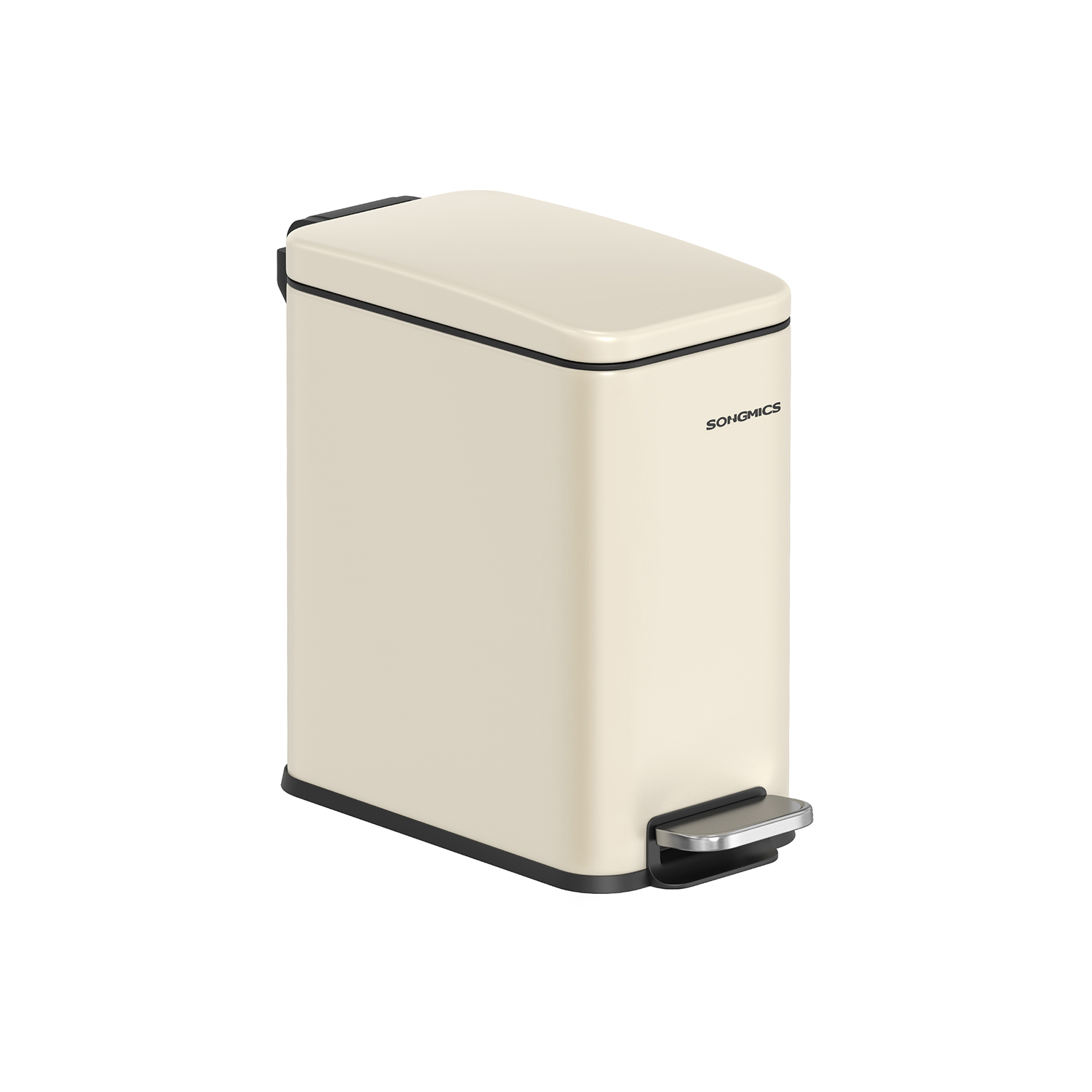 Bathroom Bin - MODRA Pedal Bin with Lid for Small Space - Sand Beige - Indigo Home