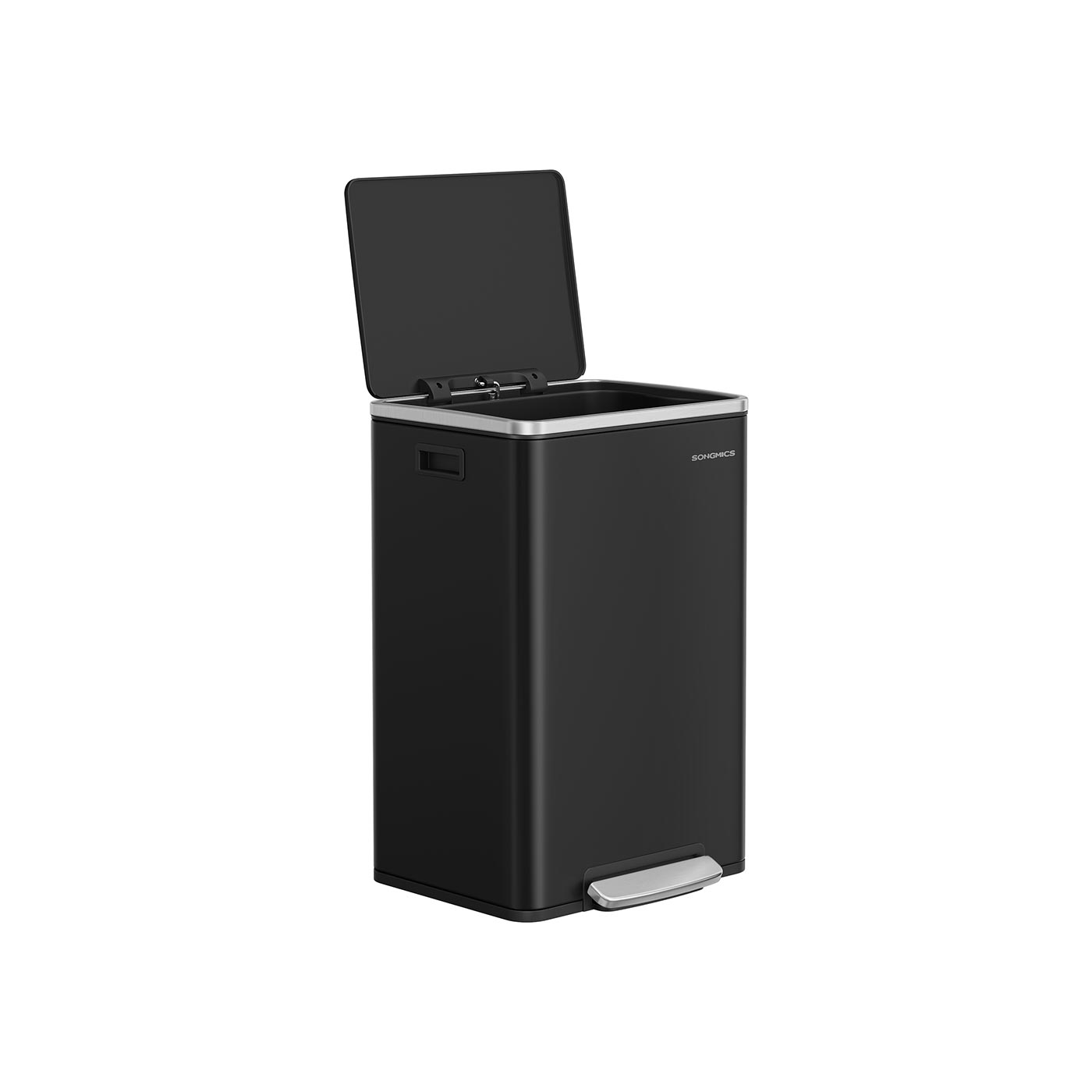 Kitchen Bin - MODRA 50L Stainless Steel with 15 Bin Bags - Black - Indigo Home