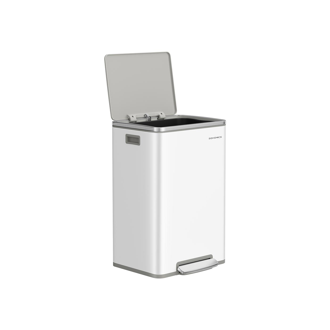 Kitchen Bin - MODRA 50L Stainless Steel with 15 Bin Bags - White - Indigo Home